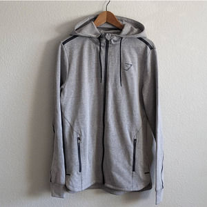 EUC Gymshark Men's Athletic Hoodie Jacket in Light Grey | S